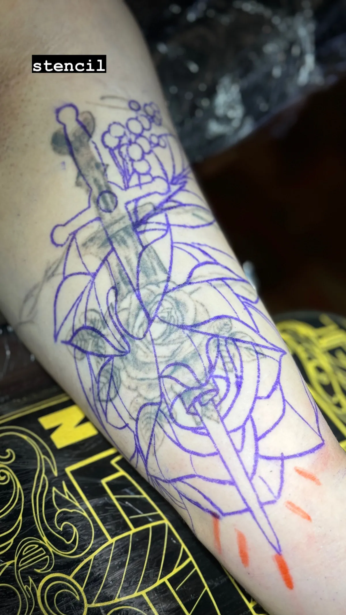 New Cover-up Tattoo Stencil by Tim Lease